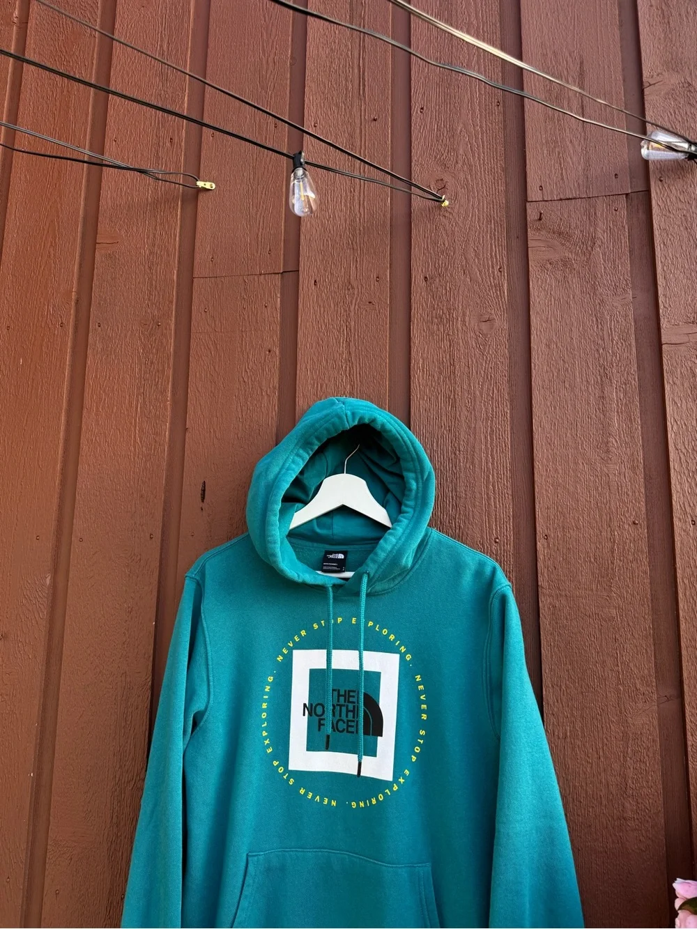 The North Face Graphic Hoodie Teal Green Pullover Men’s Size S